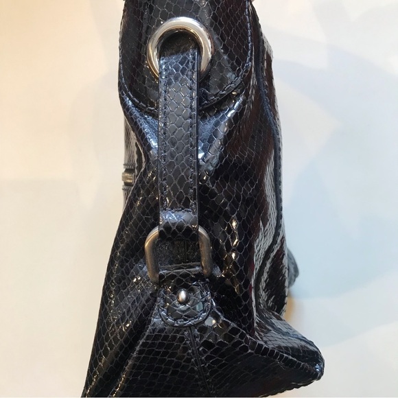 Cole Haan Black Embossed Snakeskin Shoulder Bag - Picture 9 of 16